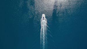 Aerial,View,On,The,Sea,And,Boat.,Beautiful,Natural,Seascape