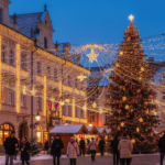 julbelysning på ett torg